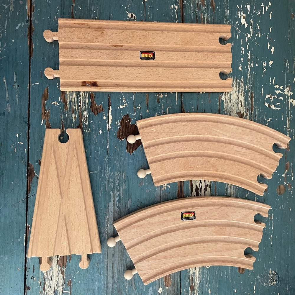 Wooden Train Track Set - Natural Wood